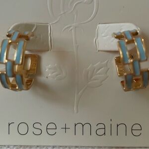 Gold and Blue Hoop Earrings New